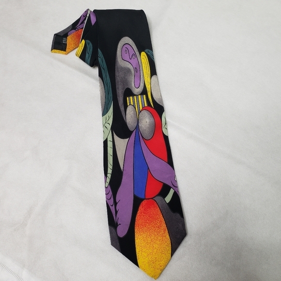 Spadem Vintage Picasso 100% silk tie Woman With A Flower 1932 abstract print - Picture 1 of 4